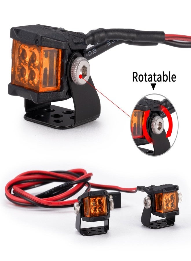 MORFUM 2Pcs RC Car Square LED Lights Headlights Spotlight Bumper LED Headlight 12mm for 1/10 RC Crawler Axial TRX4 SCX10 Upgrade Part Decoration Lights (Orange) - Image 2
